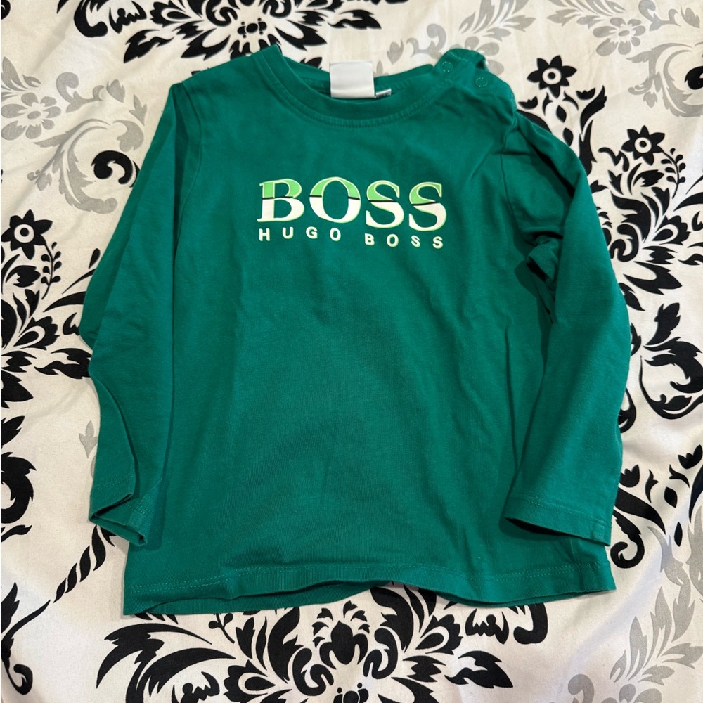 Hugo Boss Kids Green Long Sleeve Shirt